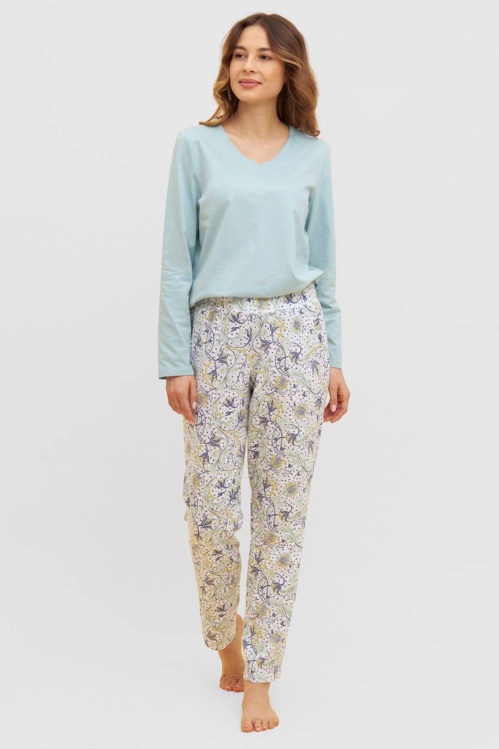 Rösch Basic Pyjamahose lang im floralen Ornament-Print Mix &amp; Match 1884808 Kostenlose Rückgabe