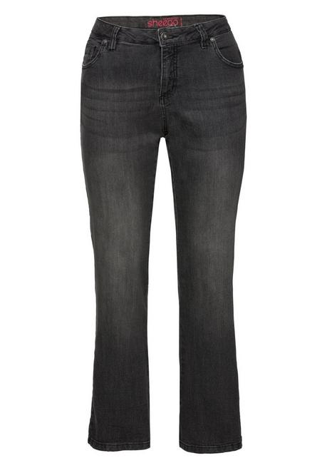 sheego Bootcut-Jeans in 5-Pocket-Form, mit Used-Effekten - black Denim sheego Kauf eins, bekomm eins gratis