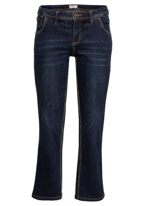 sheego Gerade Stretch-Jeans mit Used-Effekten - dark blue Denim sheego Sonderangebote