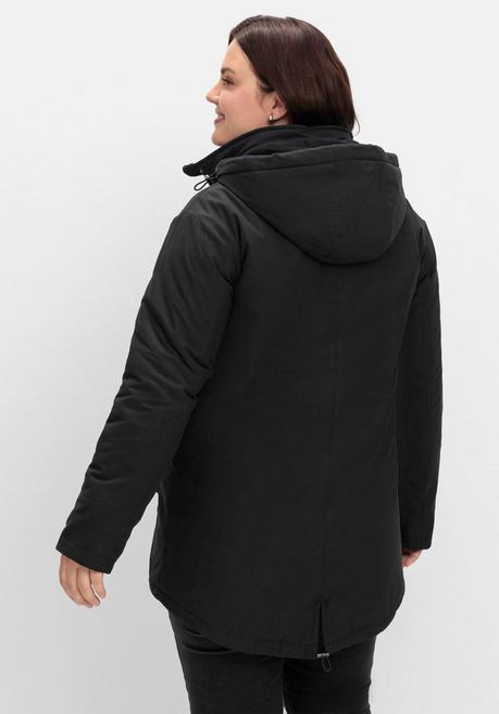 sheego Parka mit gefütterter Kapuze und 2-Wege-Zipper - schwarz sheego Riesige Ersparnisse