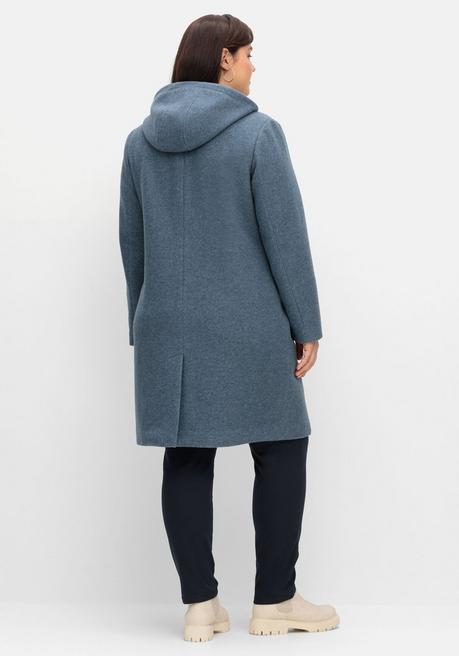 sheego Dufflecoat mit Wollanteil und Kapuze - taubenblau sheego VIP-Rabatte