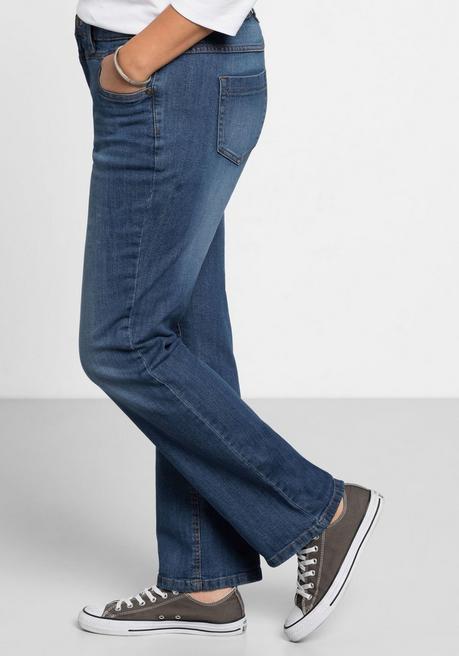 sheego Gerade Jeans mit Used-Effekten - blue Denim sheego Tiefpreis