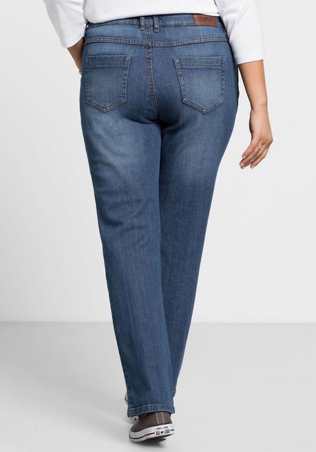 sheego Gerade Jeans mit Used-Effekten - blue Denim sheego Tiefpreis