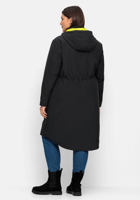 sheego Parka mit Kontrastfutter, wasserabweisend - schwarz sheego Super Sparpreis