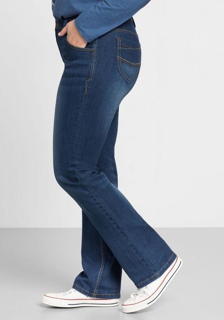 sheego Gerade Stretch-Jeans mit Used-Effekten - blue Denim sheego Kostenlose Rückgabe