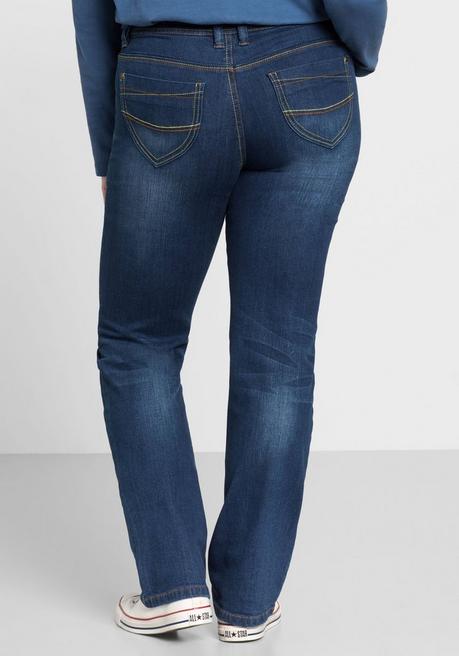 sheego Gerade Stretch-Jeans mit Used-Effekten - blue Denim sheego Kostenlose Rückgabe