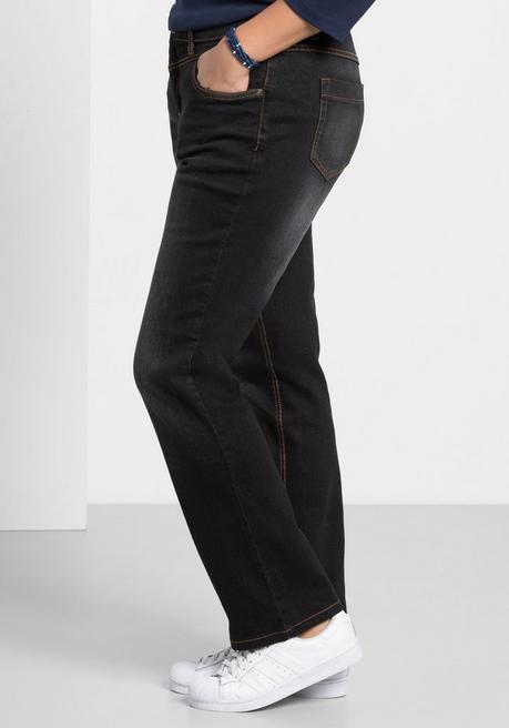 sheego Gerade Jeans mit Used-Effekten - black Denim sheego Discount Store für neue Produkte