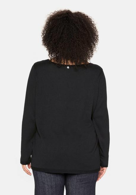 sheego Longpullover mit U-Boot-Ausschnitt und Leinenanteil - schwarz sheego Nur noch ein Tag übrig