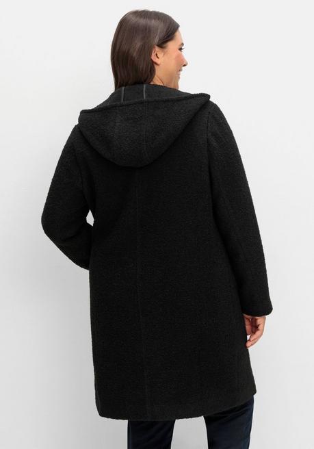 sheego Kapuzenmantel in kuscheliger Bouclé-Qualität - schwarz sheego 50% Rabatt mit kostenlosem Versand