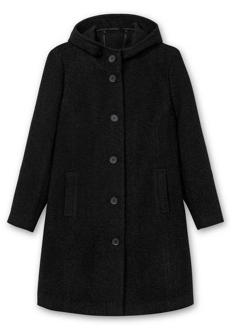 sheego Kapuzenmantel in kuscheliger Bouclé-Qualität - schwarz sheego 50% Rabatt mit kostenlosem Versand