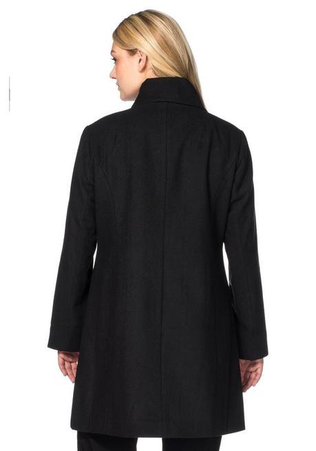 sheego Kurzmantel mit asymmetrischem Kragen - schwarz sheego Fabrikladen