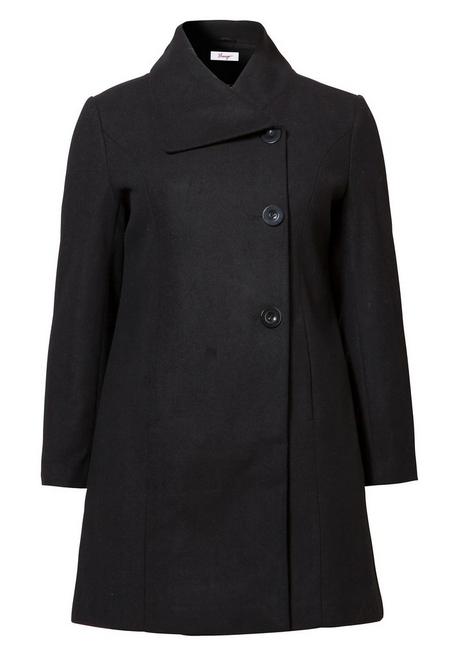 sheego Kurzmantel mit asymmetrischem Kragen - schwarz sheego Fabrikladen