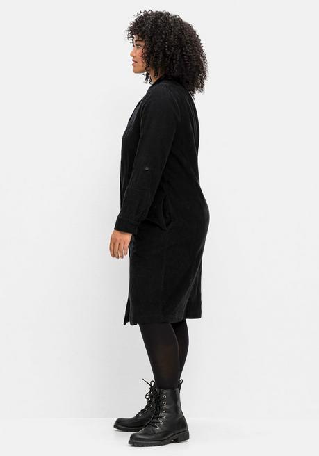 sheego Hemdblusenkleid aus weichem Cord - schwarz sheego Begrenzt auf 3 Tage