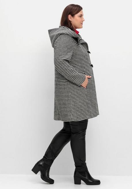 sheego Dufflecoat in A-Linie, mit Hahnentrittmuster - schwarz-grau sheego Speichern exportieren