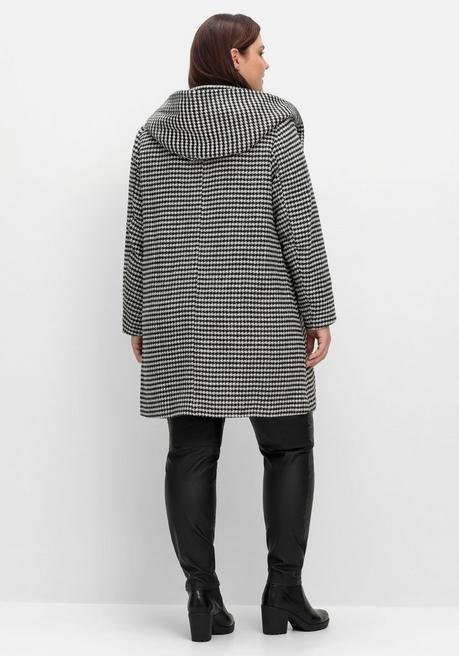 sheego Dufflecoat in A-Linie, mit Hahnentrittmuster - schwarz-grau sheego Speichern exportieren