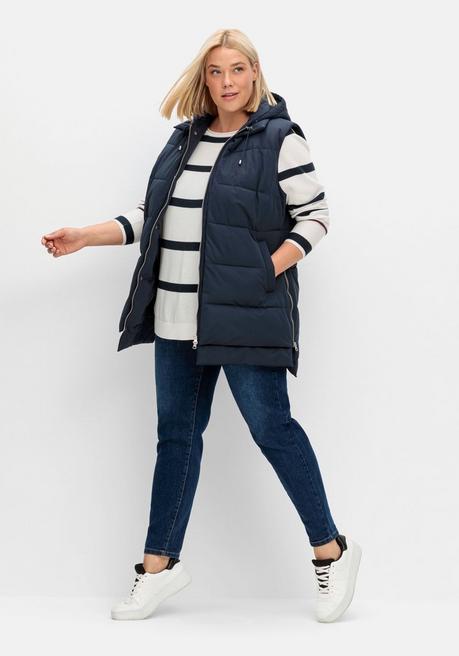 sheego Gestreifter Pullover mit Stern-Stickerei, aus Baumwolle - offwhite gestreift sheego zollfrei