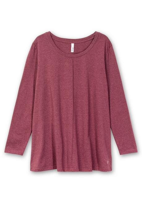 sheego Fein meliertes Langarmshirt in A-Linie, mit Rundhals - brombeer meliert sheego Verkauf