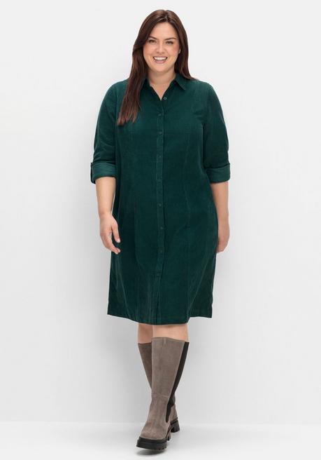 sheego Hemdblusenkleid aus weichem Cord - tiefgrün sheego Angebote