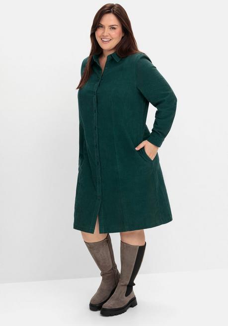 sheego Hemdblusenkleid aus weichem Cord - tiefgrün sheego Angebote