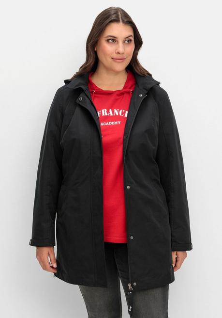 sheego Parka mit gestreiftem Futter, wasserabweisend - schwarz sheego Hotsell