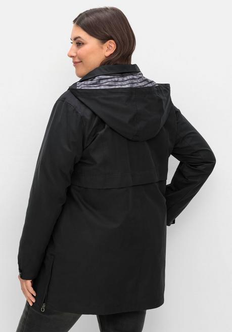 sheego Parka mit gestreiftem Futter, wasserabweisend - schwarz sheego Hotsell