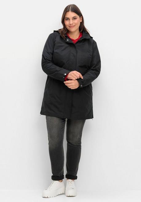 sheego Parka mit gestreiftem Futter, wasserabweisend - schwarz sheego Hotsell
