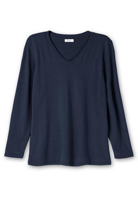 sheego Flauschiger Pullover mit V-Ausschnitt - nachtblau sheego Meist gekauft