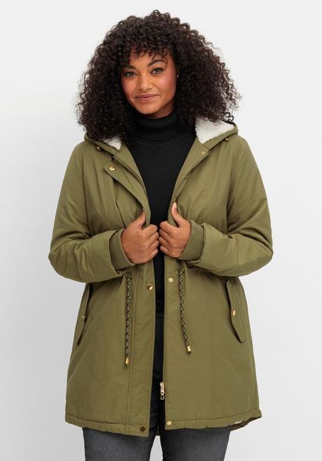 sheego Wattierte Jacke im Parka-Stil mit kuscheliger Kapuze - oliv sheego Kostenloser Versand