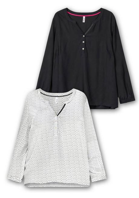 sheego Doppelpack Tuniken, uni und gemustert - schwarz+weiß gemustert sheego Fabrik Onlineshop