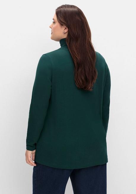 sheego Langarmshirt mit Rollkragen, in A-Linie - tiefgrün sheego Fabrikpreis