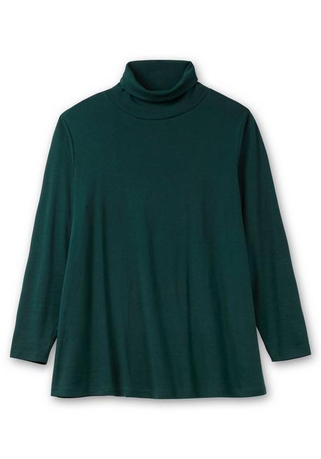 sheego Langarmshirt mit Rollkragen, in A-Linie - tiefgrün sheego Fabrikpreis