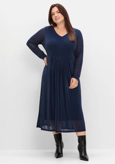 sheego Abendkleid mit Mesh und Effektgarn - saphir sheego Rabatt
