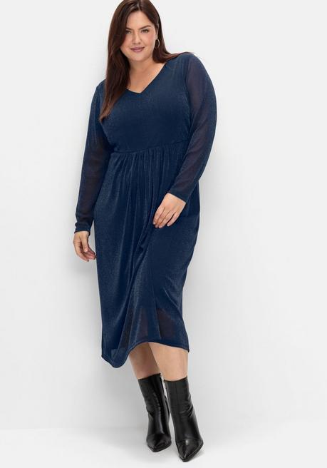 sheego Abendkleid mit Mesh und Effektgarn - saphir sheego Rabatt