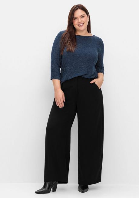 sheego 3/4-Arm-Shirt mit Glitzergarn und U-Boot-Ausschnitt - saphir sheego Versandkostenfrei