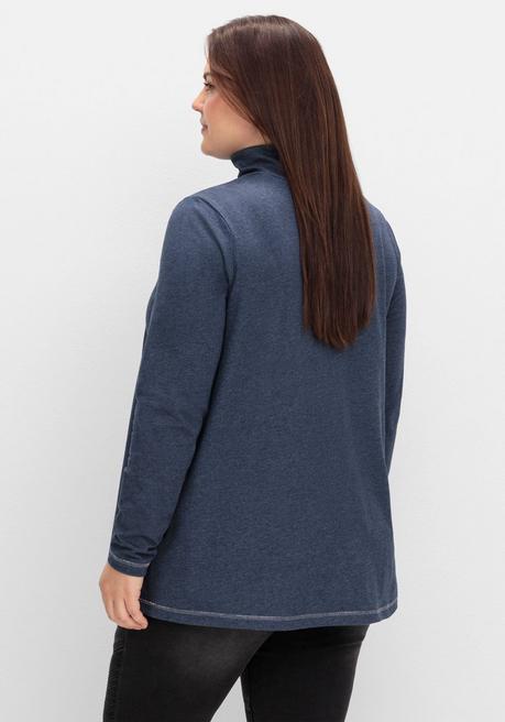 sheego Langarmshirt in A-Linie, mit Stehkragen - saphir meliert sheego Großer Ausverkauf
