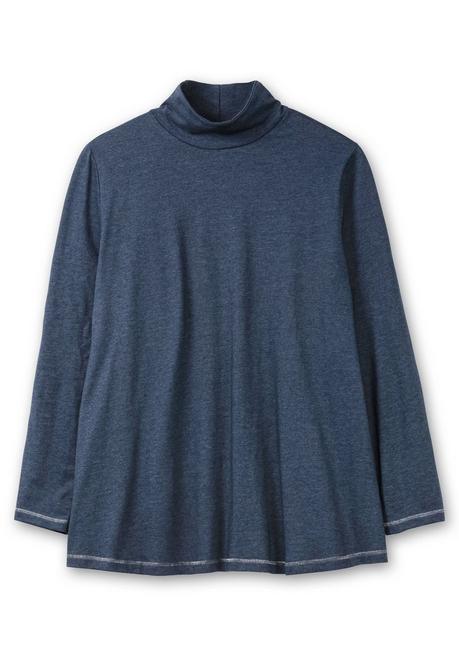 sheego Langarmshirt in A-Linie, mit Stehkragen - saphir meliert sheego Großer Ausverkauf