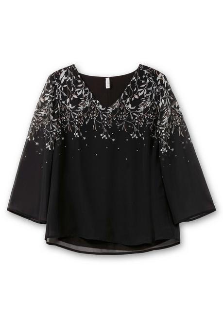 sheego Gefütterte Chiffontunika mit Alloverprint - schwarz-weiß gemustert sheego Flash Sale