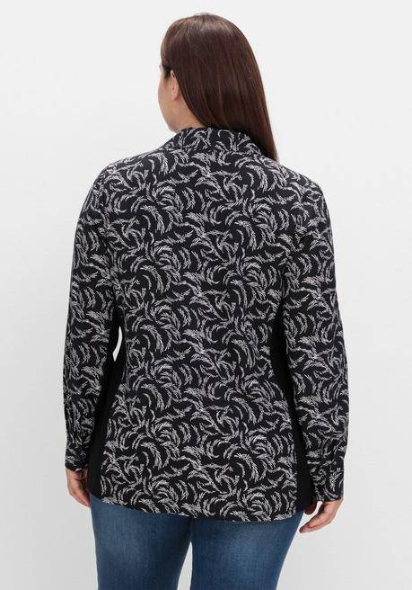 sheego Bluse mit Print und elastischen Einsätzen - schwarz-weiß gemustert sheego Online Shopping