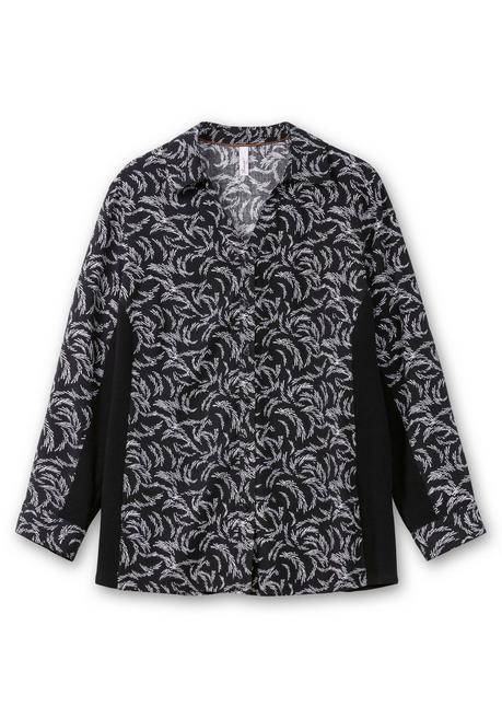sheego Bluse mit Print und elastischen Einsätzen - schwarz-weiß gemustert sheego Online Shopping
