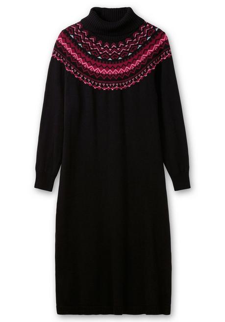 sheego Strickkleid mit Rollkragen und Norwegermuster - schwarz sheego Black Friday