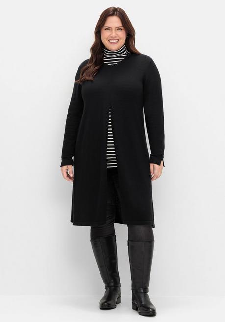 sheego Longpullover in A-Linie, mit langem Schlitz vorn - schwarz sheego Cyber Monday