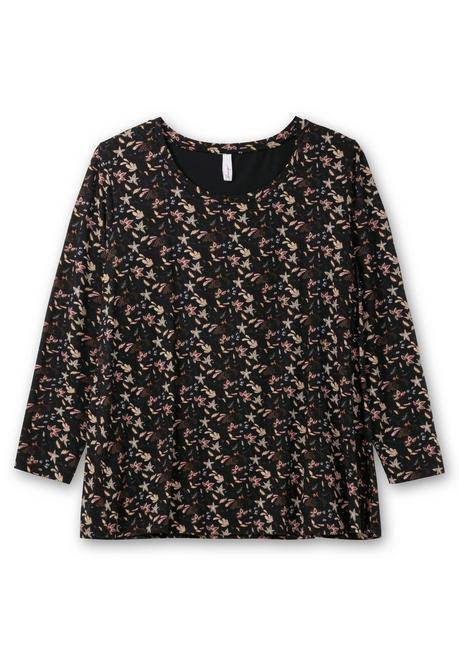 sheego Langarmshirt mit Alloverdruck, in A-Linie - schwarz gemustert sheego Weihnachtsangebot