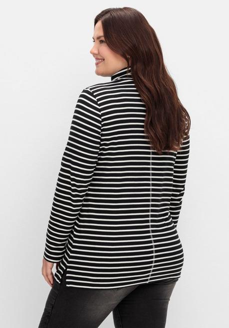 sheego Ringelshirt mit Rollkragen, in Rippqualität - schwarz-weiß sheego Osterangebot