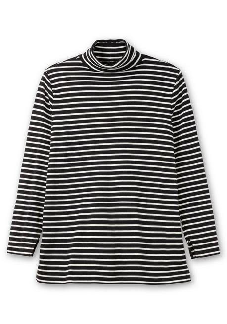 sheego Ringelshirt mit Rollkragen, in Rippqualität - schwarz-weiß sheego Osterangebot