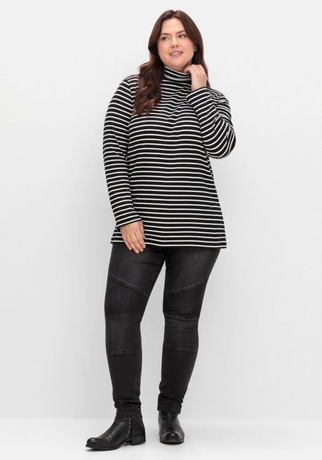 sheego Ringelshirt mit Rollkragen, in Rippqualität - schwarz-weiß sheego Osterangebot