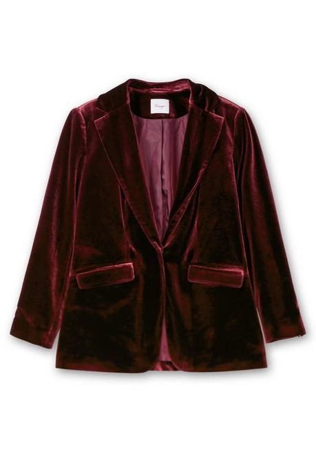 sheego Samtblazer mit 1-Knopf-Verschluss, taillierte Form - bordeaux sheego Lagerräumung