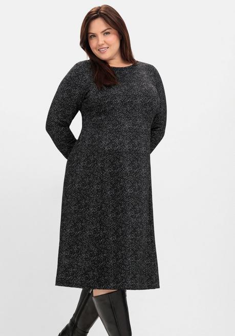 sheego Midikleid aus Interlock, im Jacquardmuster - schwarz gemustert sheego Zeitlich begrenztes Angebot