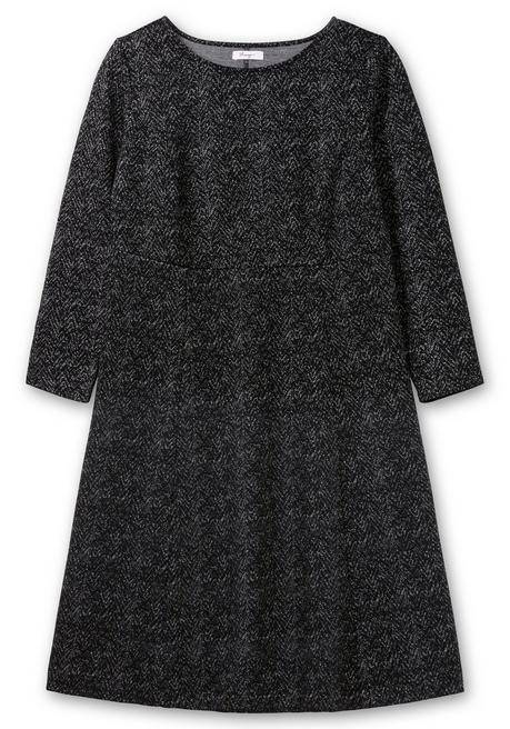 sheego Midikleid aus Interlock, im Jacquardmuster - schwarz gemustert sheego Zeitlich begrenztes Angebot
