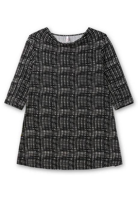 sheego Longshirt mit Print und Wasserfall-Ausschnitt - schwarz-weiß sheego Große Rabatte