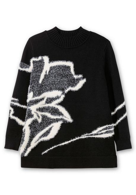 sheego Pullover mit Intarsienmuster aus Flauschgarn - schwarz gemustert sheego Bestseller